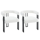 Set van 2 BukkitBow eetkamerstoelen met chenille stof, metalen poten en ergonomisch comfort, perfect voor de eetkamer.