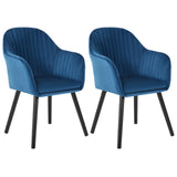 Set van 2 BukkitBow eetkamerstoelen met fluweel, armleuningen, gestoffeerd zitting en houten poten, elegant en comfortabel.