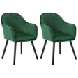Set van 2 BukkitBow eetkamerstoelen met fluwelen bekleding, armleuningen en houten poten, gestoffeerd voor comfort.