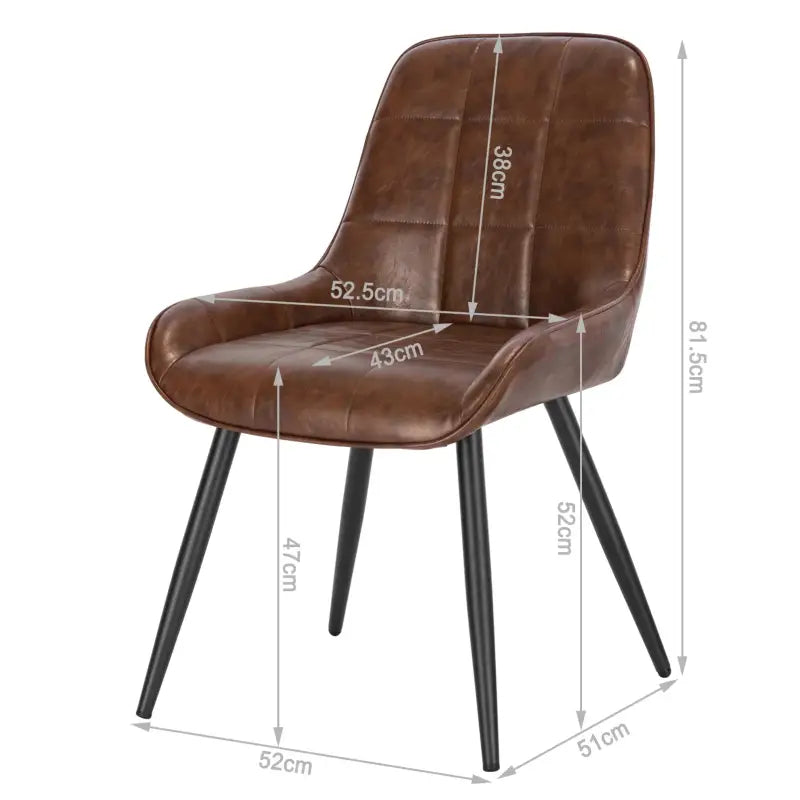 Set van 2 BukkitBow eetkamerstoelen met fluweel of kunstleer, metalen frame, 81,5 cm hoog, modern design.