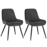 Set van 2 moderne BukkitBow eetkamerstoelen met fluwelen of kunstlederen bekleding en metalen frame, 81,5 cm hoog.