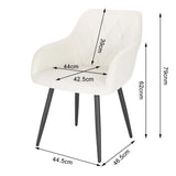 BukkitBow set van 2 fluwelen eetkamerstoelen met metalen poten en ergonomisch ontwerp, zithoogte 46,5 cm.