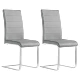 Set van 2 BukkitBow eetkamerstoelen met leren en fluweel, hoge rugleuning en metalen poten, zithoogte 48,5 cm.