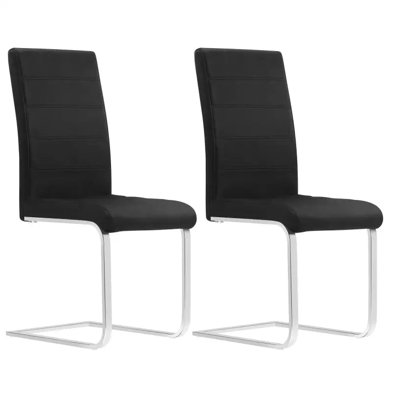 BukkitBow set van 2 eetkamerstoelen met leren en fluweel, hoge rugleuning, metalen poten en zithoogte van 48,5 cm.