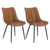 Set van 2 BukkitBow eetkamerstoelen met leren, stoffen en fluwelen bekleding, metalen poten en ergonomisch ontwerp, zithoogte 46cm.
