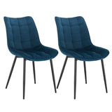 Set van 2 BukkitBow eetkamerstoelen met leren, stoffen en fluwelen bekleding, metalen poten en ergonomisch ontwerp, zithoogte 46 cm.