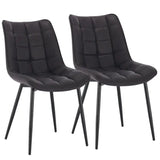 Set van 2 BukkitBow eetkamerstoelen met leren, stof en fluweel, metalen poten en ergonomisch ontwerp, zithoogte 46 cm.
