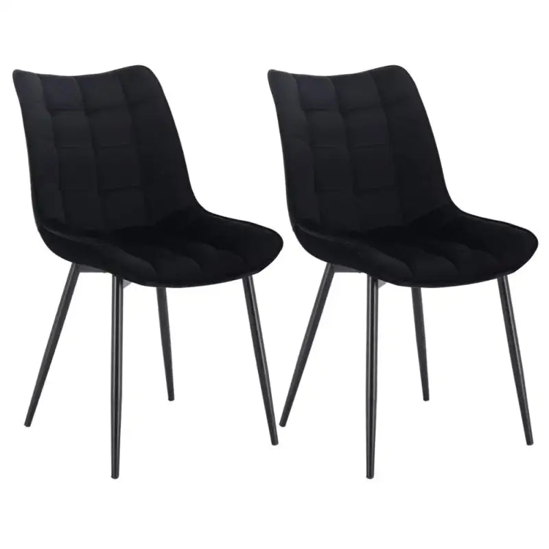 Set van 2 BukkitBow eetkamerstoelen met leren, stoffen en fluwelen bekleding, metalen poten en ergonomisch ontwerp, zithoogte 46cm.