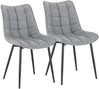 Set van 2 BukkitBow eetkamerstoelen met leren, stof en fluweel, metalen poten en ergonomisch ontwerp, zithoogte 46 cm.