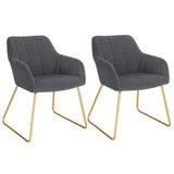 Set van 2 BukkitBow fluwelen eetkamerstoelen met gouden metalen poten, comfortabele zithoogte van 48,5 cm.