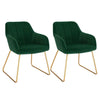 Set van 2 BukkitBow fluweel eettafelstoelen met gouden metalen poten, comfortabele zithoogte van 48,5 cm, stijlvolle eettafelstoelen.