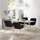 Set van 2 BukkitBow fluwelen eetkamerstoelen met gouden metalen poten en comfortabele zithoogte van 48,5 cm, stijlvol design.