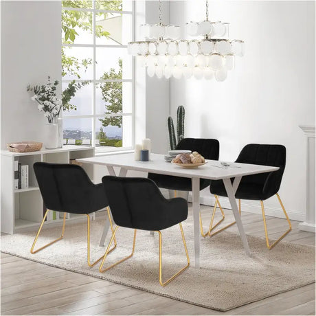 Set van 2 BukkitBow fluwelen eetkamerstoelen met gouden metalen poten en comfortabele zithoogte van 48,5 cm, stijlvol design.