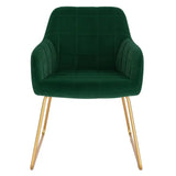 Set van 2 BukkitBow fluwelen eetkamerstoelen met gouden metalen poten, stijlvolle en comfortabele stoelen, zithoogte 48,5 cm.