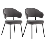 Set van 2 BukkitBow fluwelen eetkamerstoelen met metalen poten, breed en comfortabel, zithoogte 48 cm.