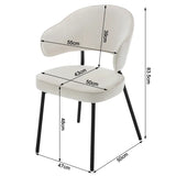 Set van 2 BukkitBow fluwelen eetkamerstoelen met metalen poten, breed en comfortabel, zithoogte 48 cm, ideaal voor eetkamer.