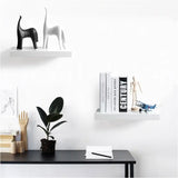 Set van 2 witte MDF boekenplanken van BukkitBow, 25x23cm en 30x23cm, max. belasting 6kg, geschikt voor muurmontage.