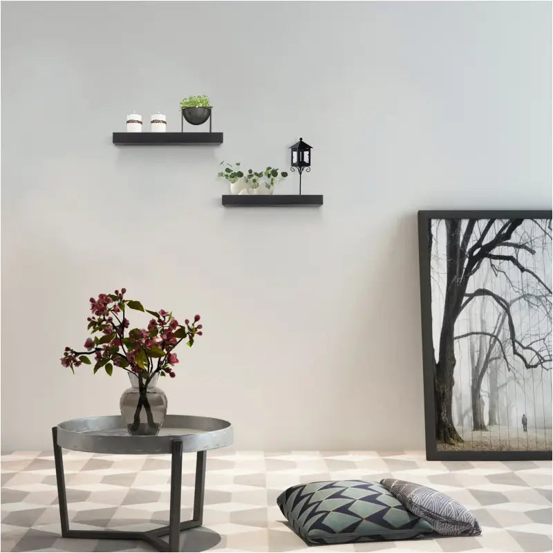 BukkitBow set van 2 MDF zwevende boekenplanken in diverse maten, maximale belasting 5kg, eenvoudig wanddecoratie en opbergoplossing
