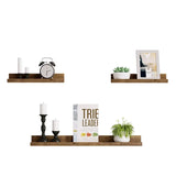 Set van drie boerderij houten wandplanken van BukkitBow, MDF met vintage bruine afwerking, geschikt voor boeken en decoraties