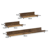 Set van 3 houten boekenplanken van BukkitBow, vintage bruin MDF met maximale belasting van 5kg, groot en klein formaat.