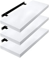 Set van 3 witte MDF wandplanken van BukkitBow, mat afgewerkt, diverse maten, geschikt voor tot 10kg per plank, ideaal voor boeken.