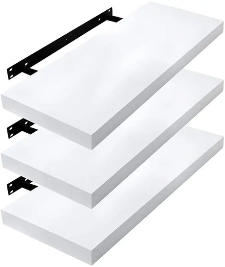 Set van 3 witte MDF wandplanken van BukkitBow, mat afgewerkt, diverse maten, geschikt voor tot 10kg per plank, ideaal voor boeken.