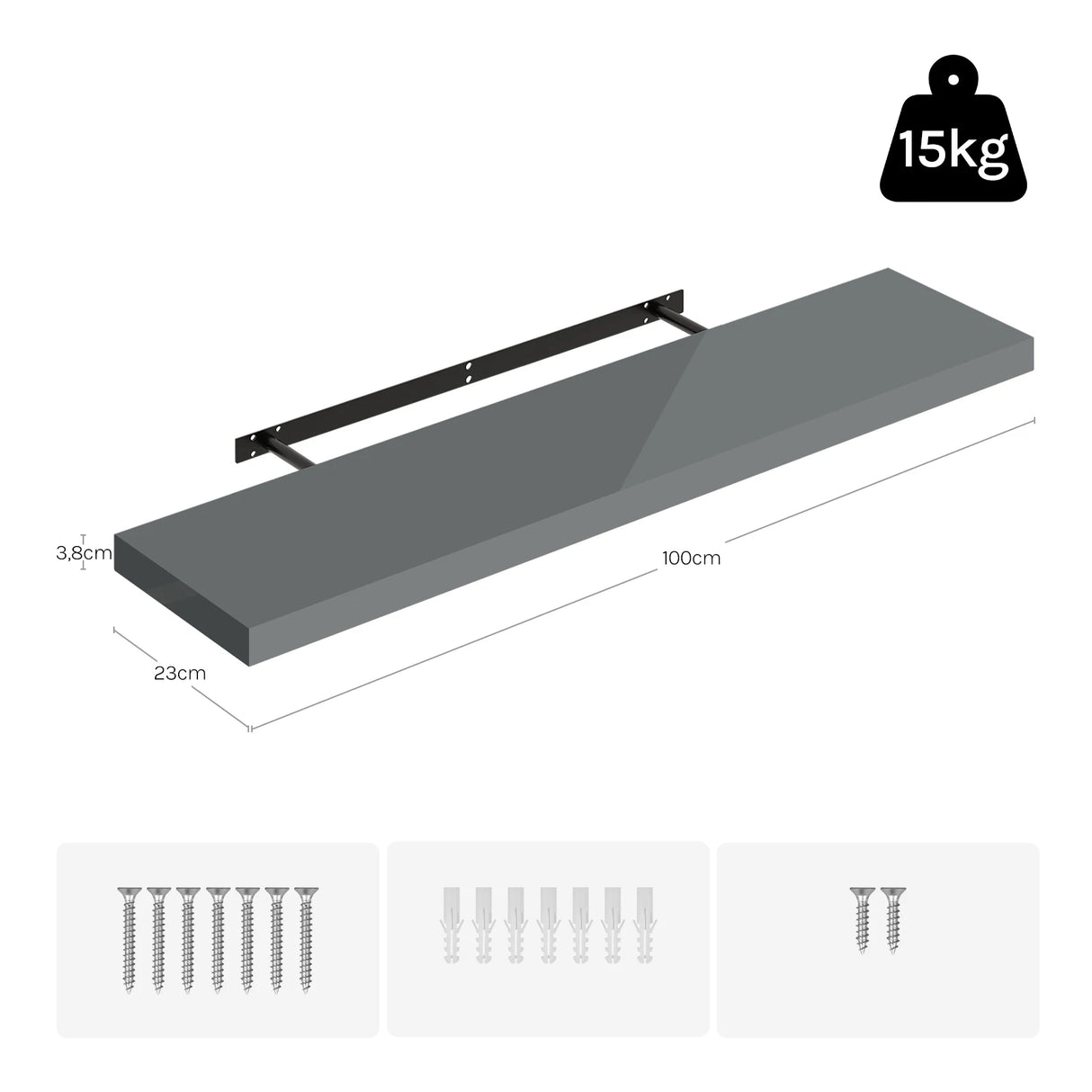 Set van 3 zwevende wandplanken van BukkitBow, fotoplank en muurdecoratie voor stijlvolle muuropslag en decoratie.