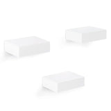 Set van 3 witte zwevende boekenplanken van BukkitBow, MDF, 10,5x7,8x3cm, met draagkracht van 2,5kg.