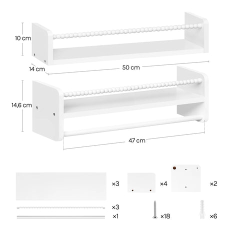 Set van 3 zwevende houten wandplanken van BukkitBow, geschikt als boekenrek voor kinderkamer.