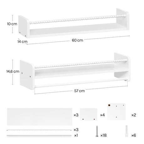 Set van 3 houten zwevende wandplanken van BukkitBow, ideaal als boekenrek of decoratie voor de kinderkamer.