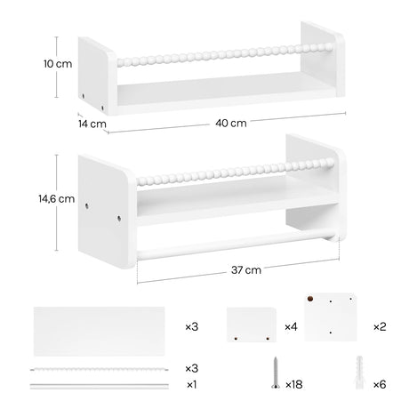 Set van 3 houten zwevende wandplanken van BukkitBow, ideaal als boekenrek voor kinderkamer of decoratie.