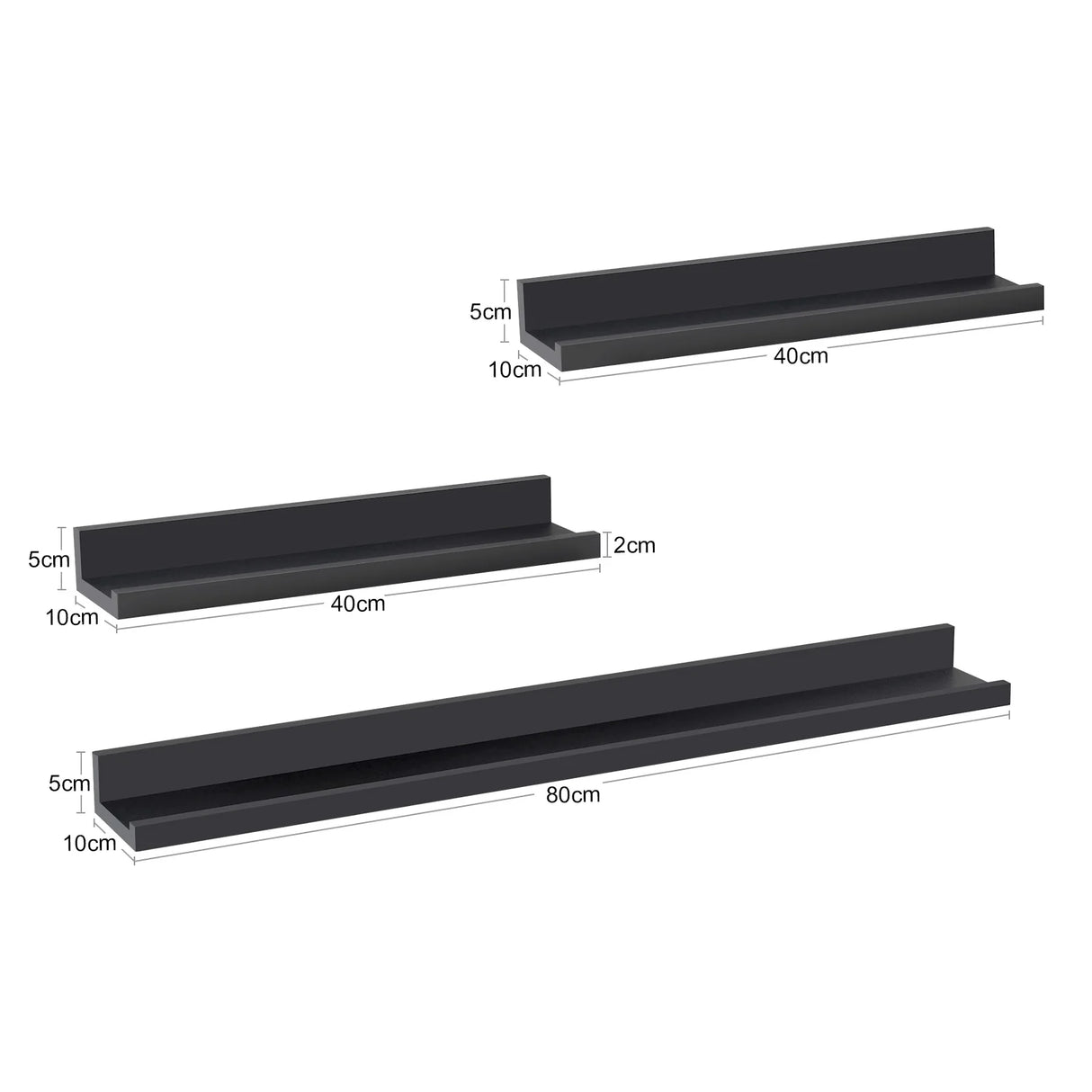 Set van 3 houten zwevende wandplanken van BukkitBow, ideaal voor fotolijsten en decoratie op de muur.