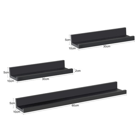 Set van 3 houten zwevende wandplanken van BukkitBow, geschikt als fotoplank en decoratief wandrek