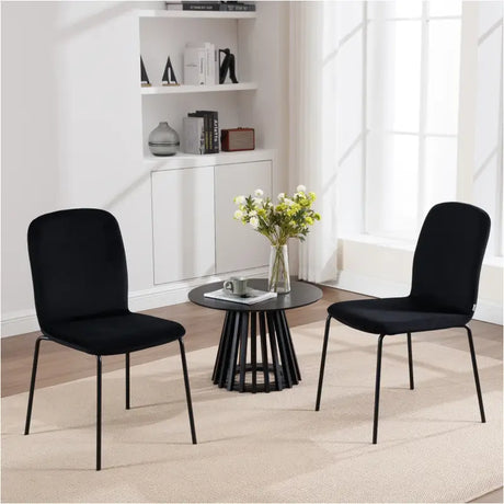 Set van 4 BukkitBow eetkamerstoelen met fluwelen zitting en metalen frame, stapelbare design, modern en elegant voor de eetkamer