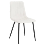 Set van 4 BukkitBow eetkamerstoelen met fluweel of leder, metalen poten en ergonomisch Scandinavisch design, comfortabel en stijlvol.