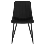 Set van 4 BukkitBow eetkamerstoelen in fluweel of leer met metalen poten, ergonomisch ontwerp in Scandinavische stijl