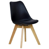 Set van 4 BukkitBow eetkamerstoelen met beukenhouten poten en stabiele PU-zitting, comfortabele zithoogte van 42 cm