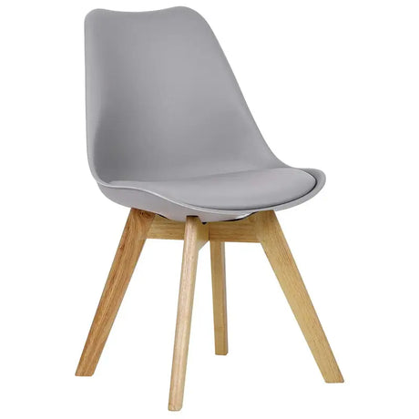 Set van 4 BukkitBow eetkamerstoelen met beukenhouten poten en stabiele PU zitting, zithoogte 42 cm, geschikt voor comfortabel gebruik