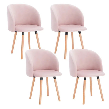 Set van 4 BukkitBow fluwelen eetkamerstoelen met massief houten frame, ergonomisch design en zithoogte van 47 cm.