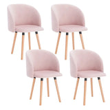 Set van 4 BukkitBow fluwelen eetkamerstoelen met massief houten frame, ergonomisch en stijlvol, zithoogte 47 cm.