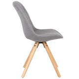 Set van 4 linnen eetkamerstoelen van BukkitBow met massief houten poten, ergonomisch ontwerp en zithoogte van 46 cm.