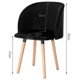 Set van 4 BukkitBow eetkamerstoelen met fluwelen zitting, massief houten frame, ergonomisch en stijlvol, zithoogte 47 cm.