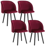 Set van 4 eetkamerstoelen van BukkitBow met fluwelen zitting, massief houten frame, ergonomisch ontwerp en zithoogte 47 cm.