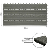 BukkitBow WPC terrasplanken set met 6 tegels van 30x60cm, plug-in systeem voor terras of patio, natuurlijke houtlook.