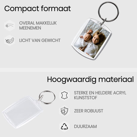 Set van 10 BukkitBow sleutelhangers met fotohouder, kleurrijk en praktisch voor het bewaren van foto's aan sleutels