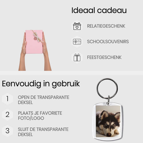 Set van 10 BukkitBow sleutelhangers met foto houders, kleine accessoires voor sleutels en persoonlijke foto's.