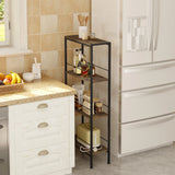 Industrieel metalen opbergrek van BukkitBow met 4 niveaus, compact en geschikt voor kleine niches, zwart metalen frame.