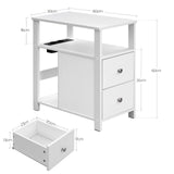 BukkitBow smalle bijzettafel met 2 stopcontacten en 2 USB-poorten, laden, opbergruimte, geschikt als nachtkastje voor woonkamer en slaapkamer