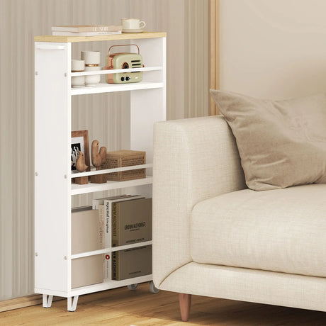 BukkitBow smalle keukentrolley met 3 lagen, houten planken, metalen frame, wielen en rem, geschikt voor keuken, badkamer of kantoor