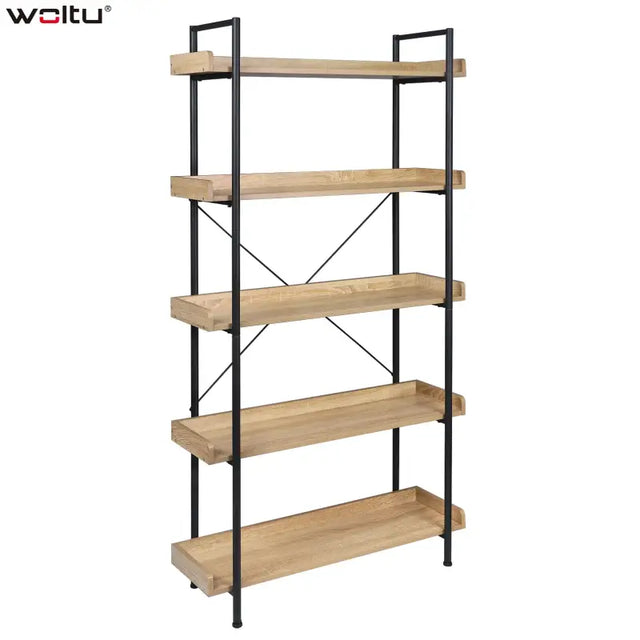 BukkitBow staande boekenkast met 5 water- en krasbestendige planken, eenvoudig te monteren, geschikt voor elke ruimte, 91x25,5x173cm.